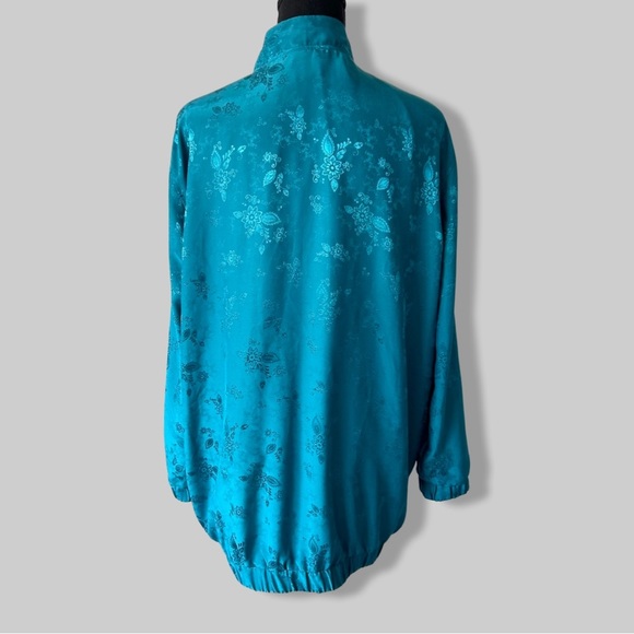 100%  Silk Floral Print Bomber Jacket - Picture 3 of 16